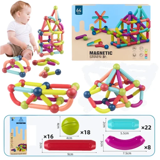 STEM Edukativne Kocke Magnetni  stapići 64 psc - Image 13