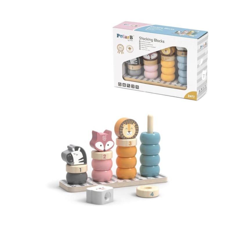 44022 VIGA drveni prstenovi za slaganje / mala računaljka životinje