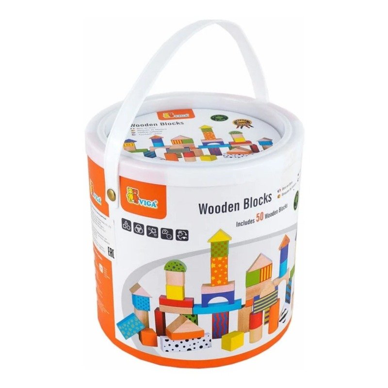 Viga 59695 drvene šarene kocke dječije / drvene kockice za djecu 50 komada